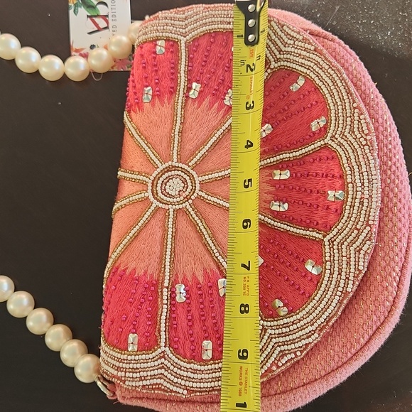A&B Limited Edition Pink Beaded Women's Bag Grapfruit Purse - Picture 15 of 17